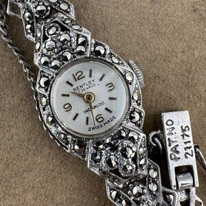 Fabulous Vintage 1920-30's Bently Ladies Wristwatch Bracelet with Marcasite Gems